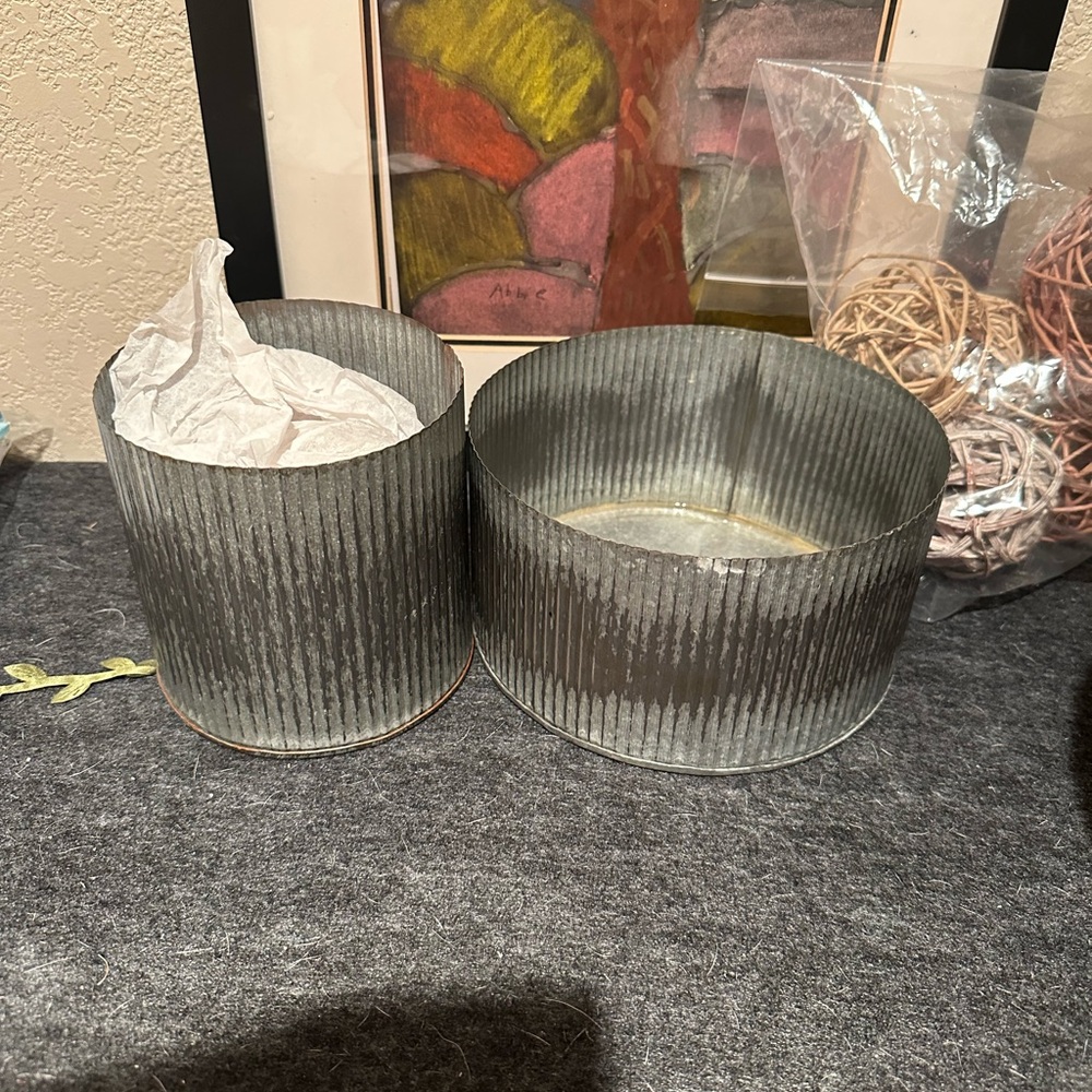 Rustic set of metal container